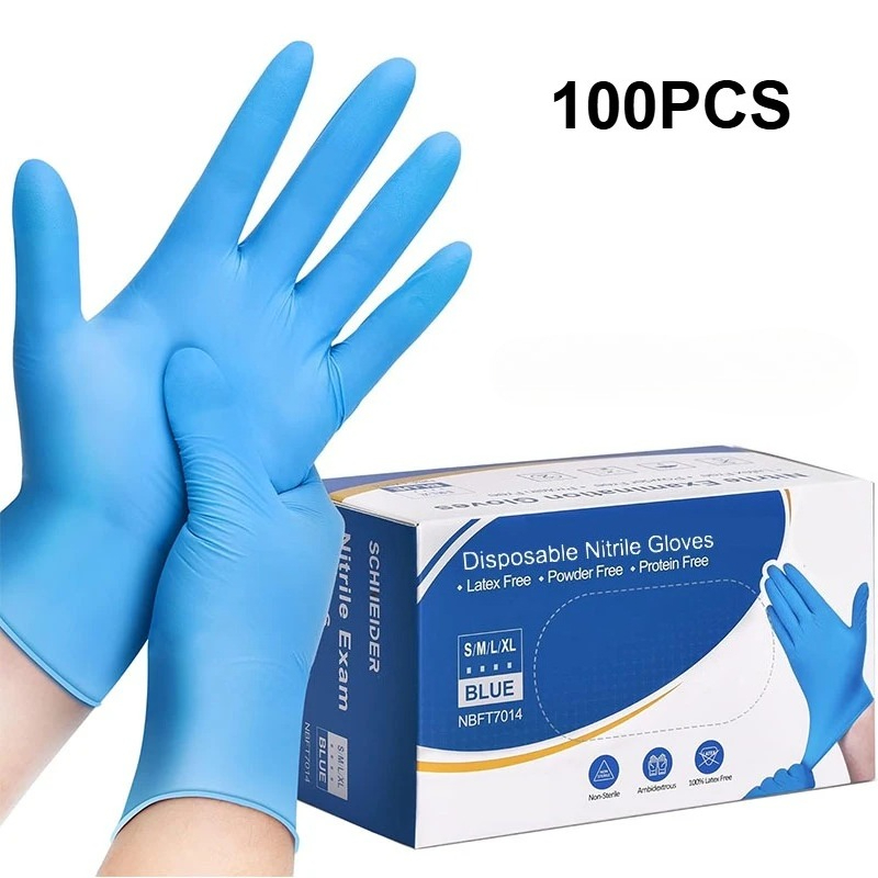 Latex Disposable Glove - 100PCS Luvas Descartáveis de Nitrilo Azuis